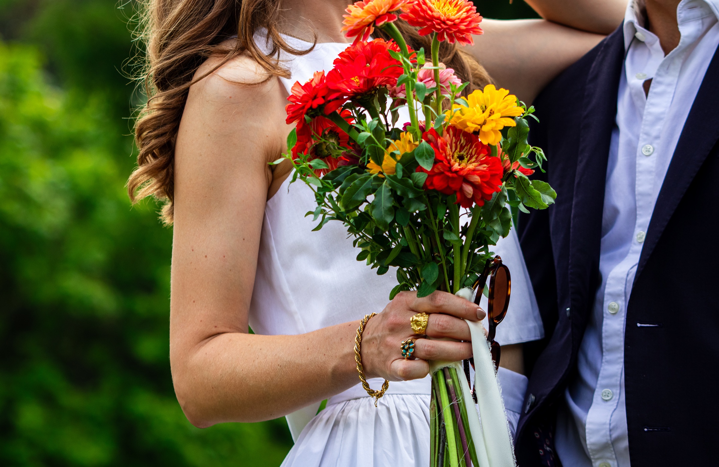 Wedding couple with bouquet captured by Katherine Lucas London wedding photographer